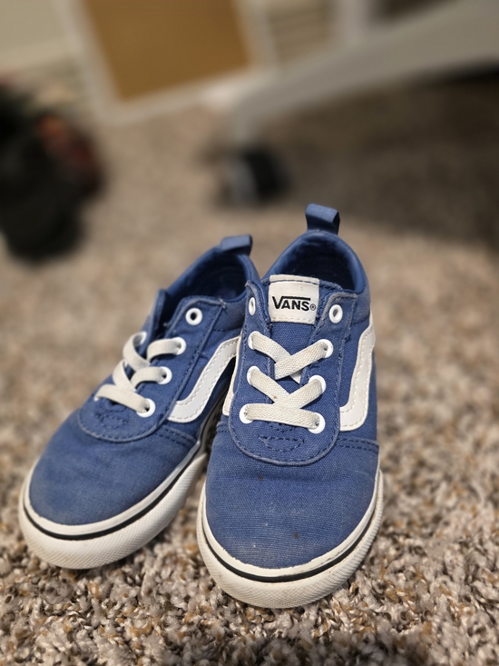 Vans Other - Vans Kids Blue Canvas Sneakers with White Stripe